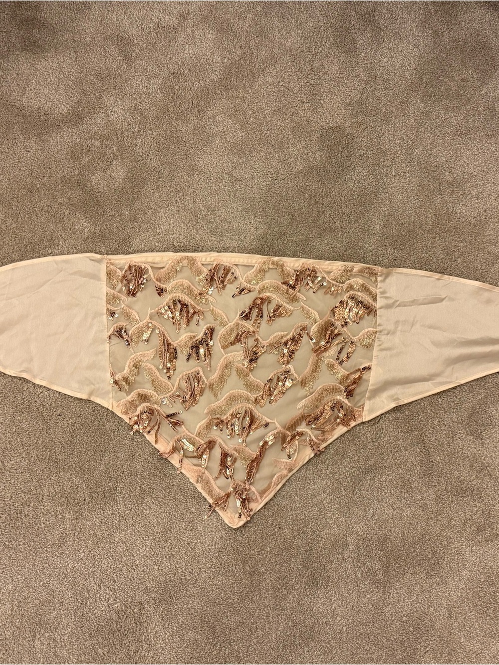 SHEIN Beige Sequin Bandana Scarf Top Accent